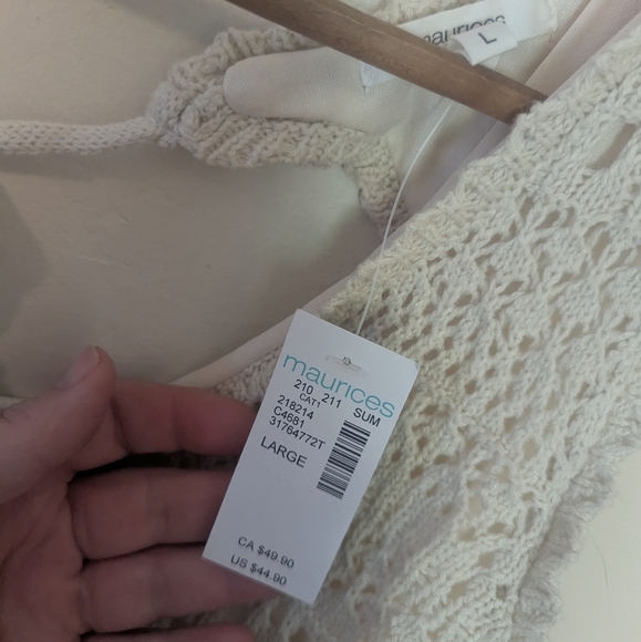 NWT Maurices Crochet Open Back Mini Dress Knit Boho Festival Coastal Cowgirl LG - Picture 5 of 7